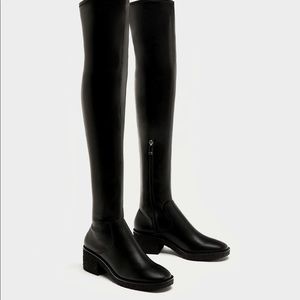 Zara black over the knee boots